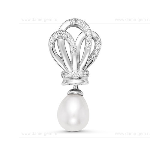 Подвеска из серебра с белой речной жемчужиной 9-10 мм. Артикул 12352