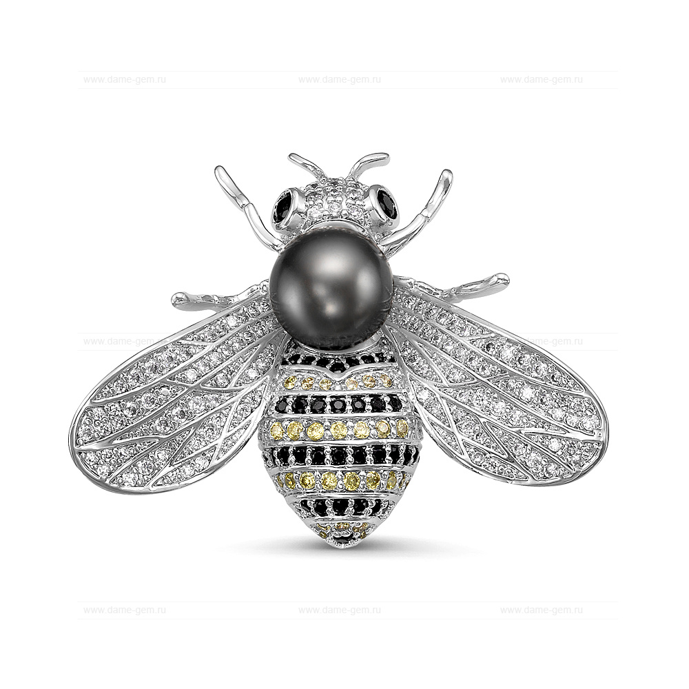 Брошь-кулон из сплава с морской Таитянской жемчужиной 9,5-10 мм. Артикул 12091 Брошь-кулон из сплава с морской Таитянской жемчужиной 9,5-10 мм. Артикул 12091