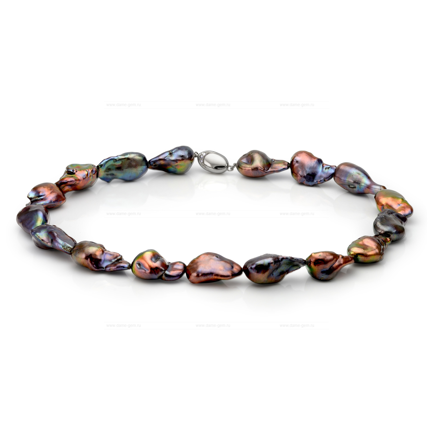 Ожерелье из черного барочного речного жемчуга 12-14 мм. Качество жемчуга высокое АА+. Артикул 10140