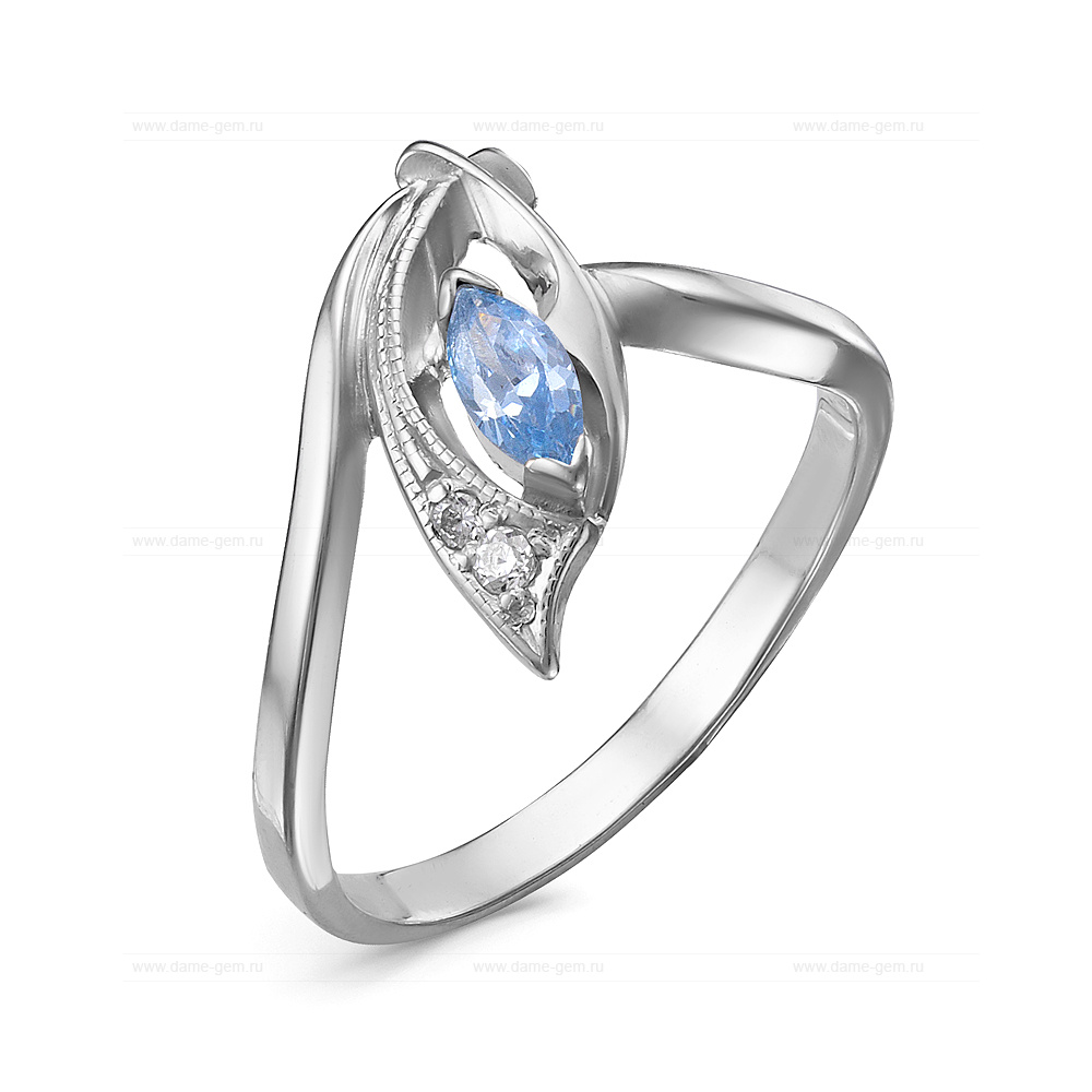 Кольцо из серебра 925 пробы, украшенное фианитами. Артикул 12524