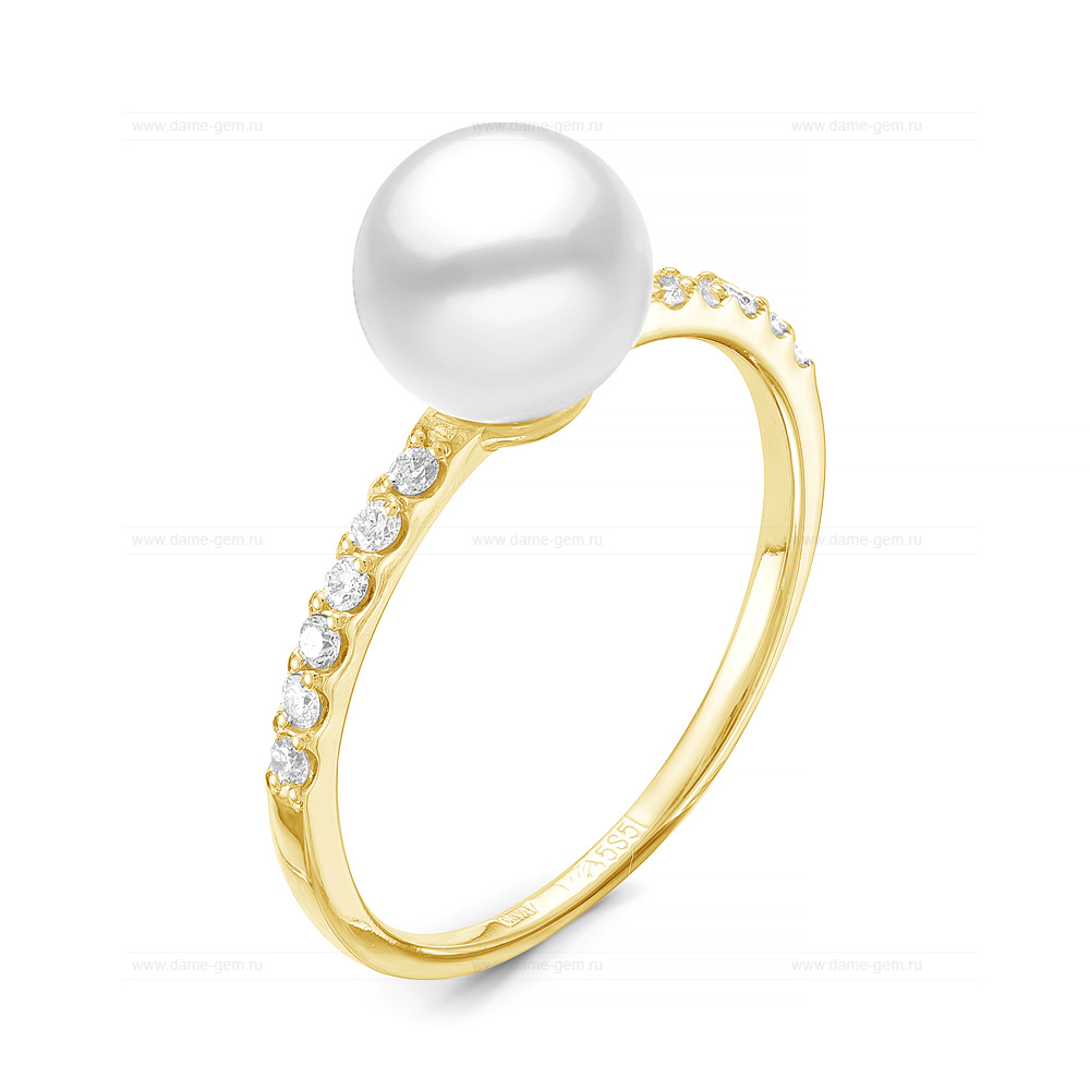 Кольцо из серебра 925 пробы с белой жемчужиной 7-7,5 мм. Артикул 11808 Кольцо из серебра 925 пробы с белой жемчужиной 7-7,5 мм. Артикул 11808