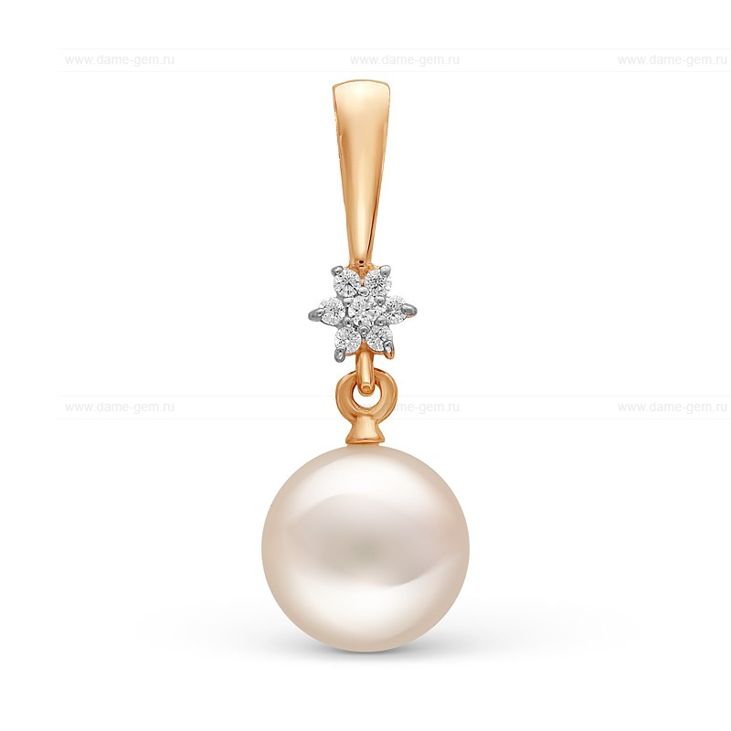 Кулон из желтого золота с белой жемчужиной 9-9,5 мм. Артикул 10260 Кулон из желтого золота с белой жемчужиной 9-9,5 мм. Артикул 10260