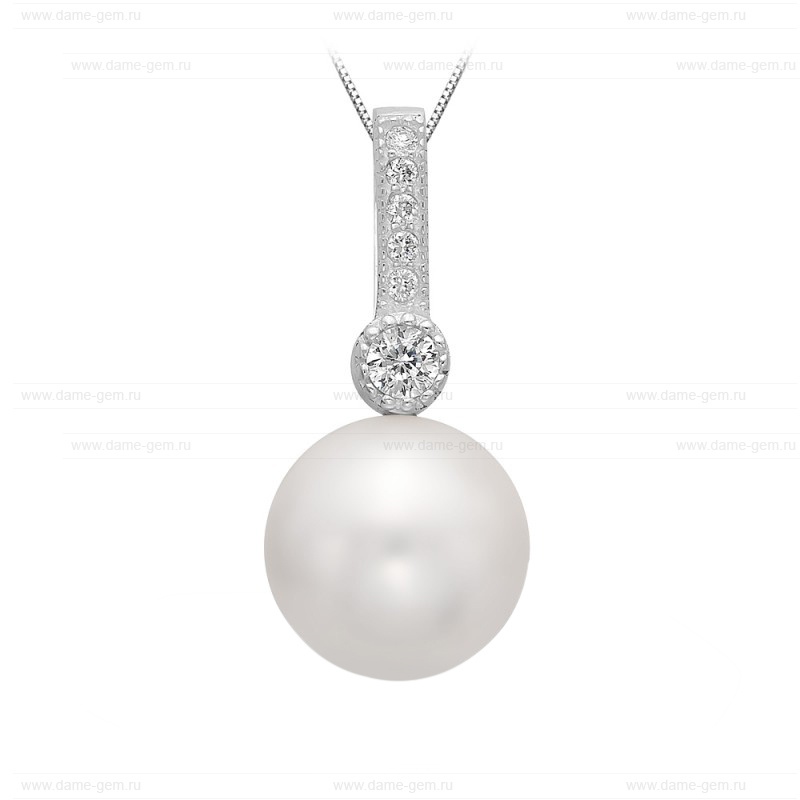 Подвеска из серебра с белой жемчужиной 9-9,5 мм. Артикул 9992