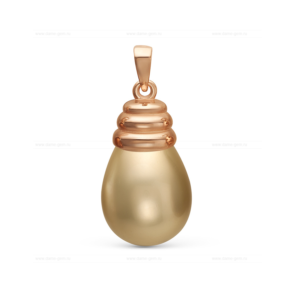 Кулон из серебра с золотистой жемчужиной "Майорика" 12,5-15,5 мм. Артикул 11290