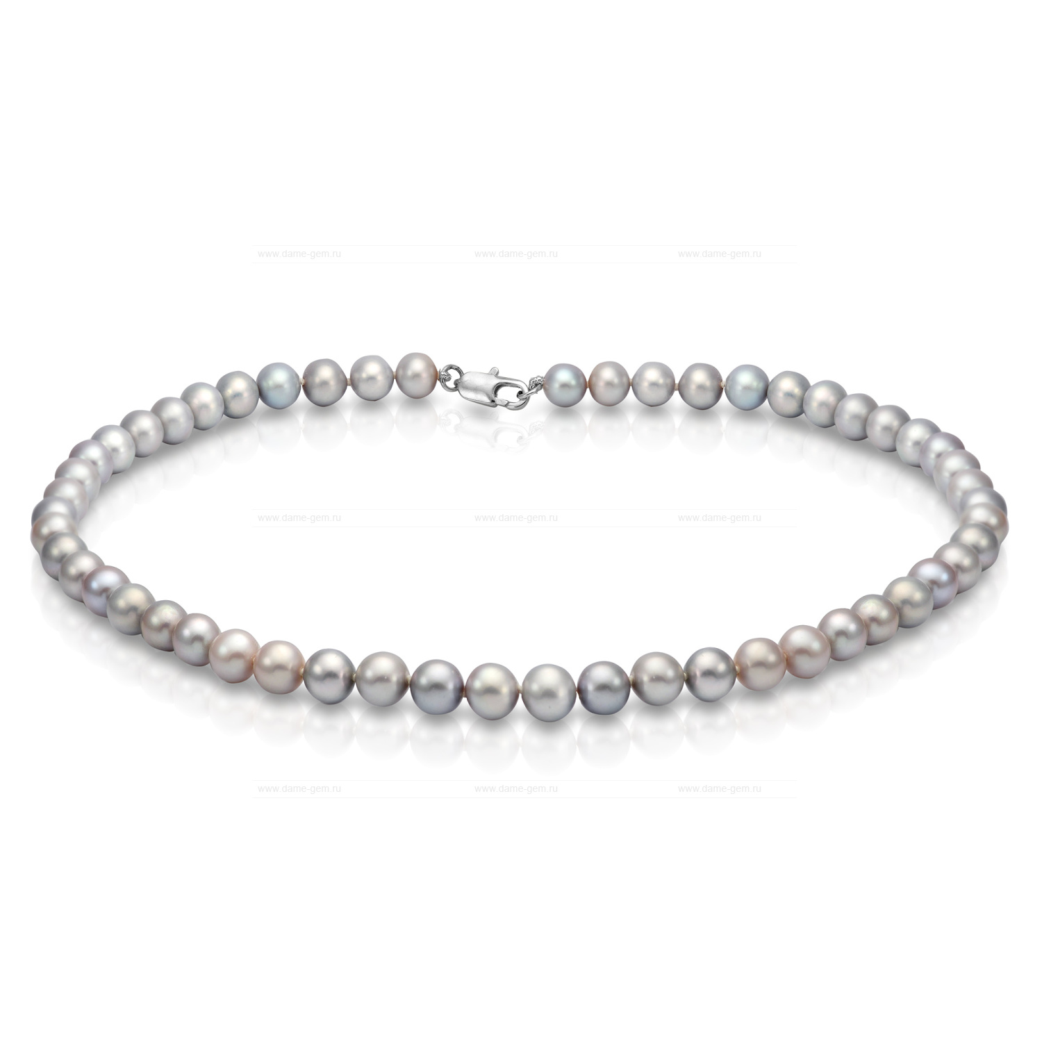 Ожерелье из серого круглого речного жемчуга 8-8,5 мм. Качество жемчуга наивысшее ААА. Артикул 7687 Ожерелье из серого круглого речного жемчуга 8-8,5 мм. Качество жемчуга наивысшее ААА. Артикул 7687