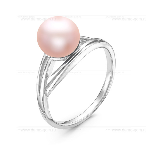 Кольцо из серебра 925 пробы с розовой речной жемчужиной 7,5-8 мм. Артикул 10926 Кольцо из серебра 925 пробы с розовой речной жемчужиной 7,5-8 мм. Артикул 10926