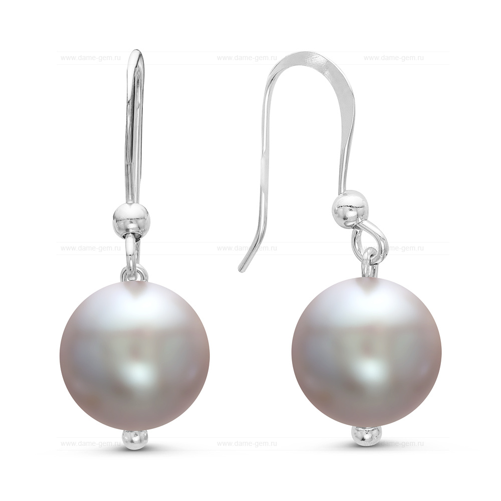 Серьги серебряные c серыми жемчужинами 8,5-9 мм. Артикул 7792 Серьги серебряные c серыми жемчужинами 8,5-9 мм. Артикул 7792