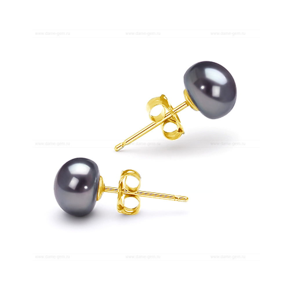 Пусеты из серебра с черными жемчужинами 6-6,5 мм. Артикул 10178 Пусеты из серебра с черными жемчужинами 6-6,5 мм. Артикул 10178