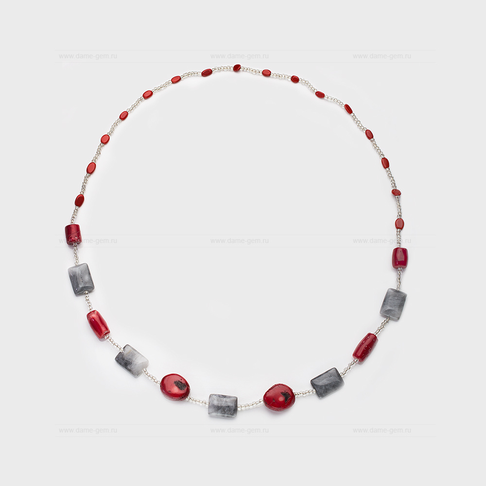 Бусы из кораллов, кварца и бисера. Артикул 12621 Бусы из кораллов, кварца и бисера. Артикул 12621