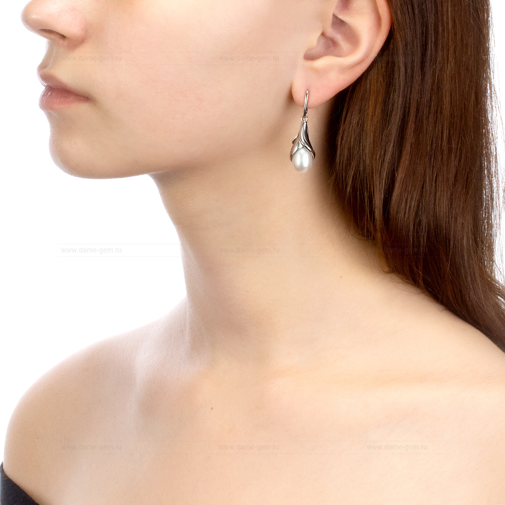 Серьги из серебра с Австралийскими жемчужинами 9-9,5 мм. Артикул 12122 Серьги из серебра с Австралийскими жемчужинами 9-9,5 мм. Артикул 12122