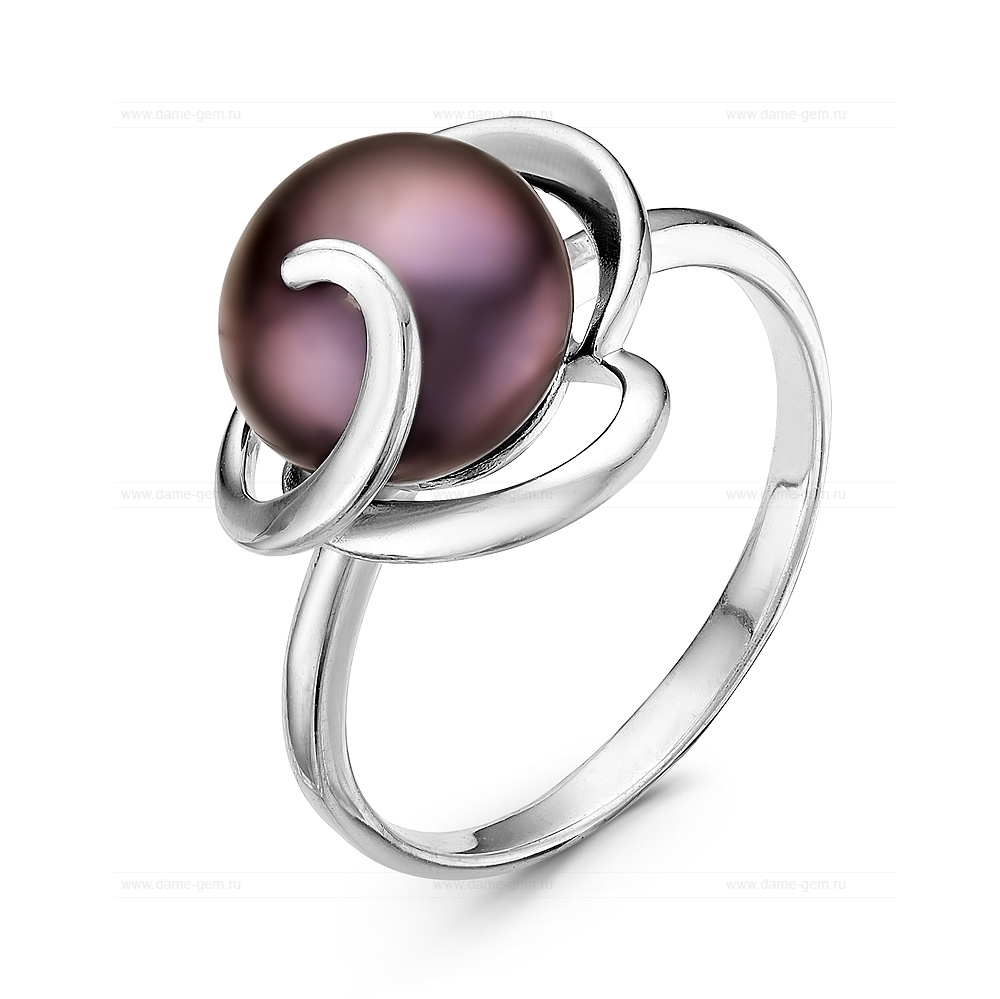 Кольцо из серебра 925 пробы с черной жемчужиной 9,5-10 мм. Артикул 10880 Кольцо из серебра 925 пробы с черной жемчужиной 9,5-10 мм. Артикул 10880