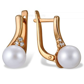 Серьги из серебра с белыми жемчужинами 7,5-8 мм. Артикул 10085 Серьги из серебра с белыми жемчужинами 7,5-8 мм. Артикул 10085