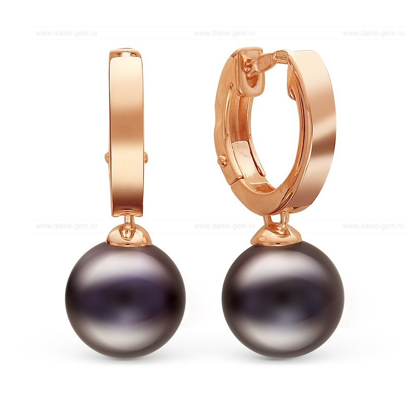 Серьги из серебра с черными жемчужинами 8,5-9 мм. Артикул 10223 Серьги из серебра с черными жемчужинами 8,5-9 мм. Артикул 10223