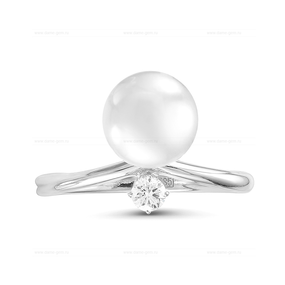 Кольцо из золота 585 пробы с белой морской жемчужиной Акойя 8,5-9 мм. Артикул 11650 Кольцо из золота 585 пробы с белой морской жемчужиной Акойя 8,5-9 мм. Артикул 11650