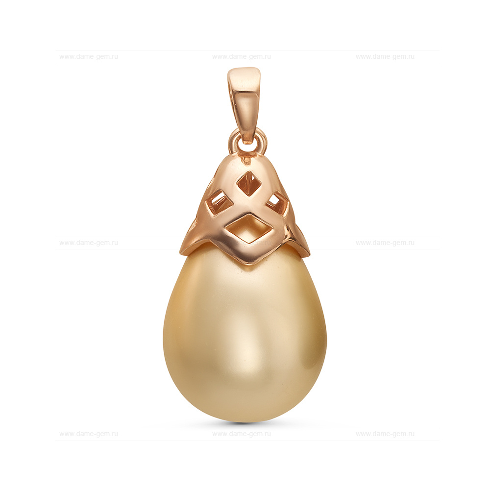 Кулон из серебра с золотистой жемчужиной "Майорика" 12,5-15,5 мм. Артикул 11285