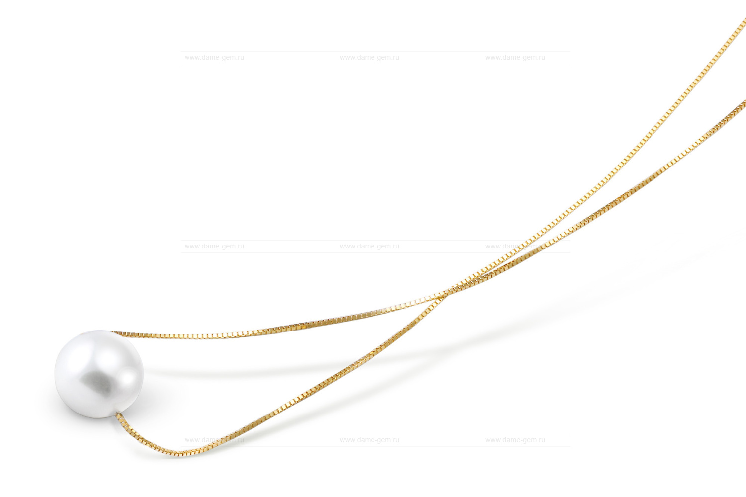 Цепочка из серебра 925 пробы с белой речной жемчужиной 8,5-9,5 мм. Артикул 9764 Цепочка из серебра 925 пробы с белой речной жемчужиной 8,5-9,5 мм. Артикул 9764