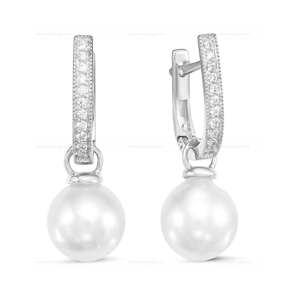 Серьги из серебра с Австралийскими жемчужинами 10-10,5 мм. Артикул 12156 Серьги из серебра с Австралийскими жемчужинами 10-10,5 мм. Артикул 12156