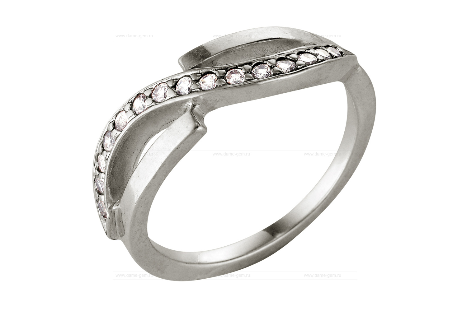 Кольцо из серебра 925 пробы с фианитами. Артикул 12361