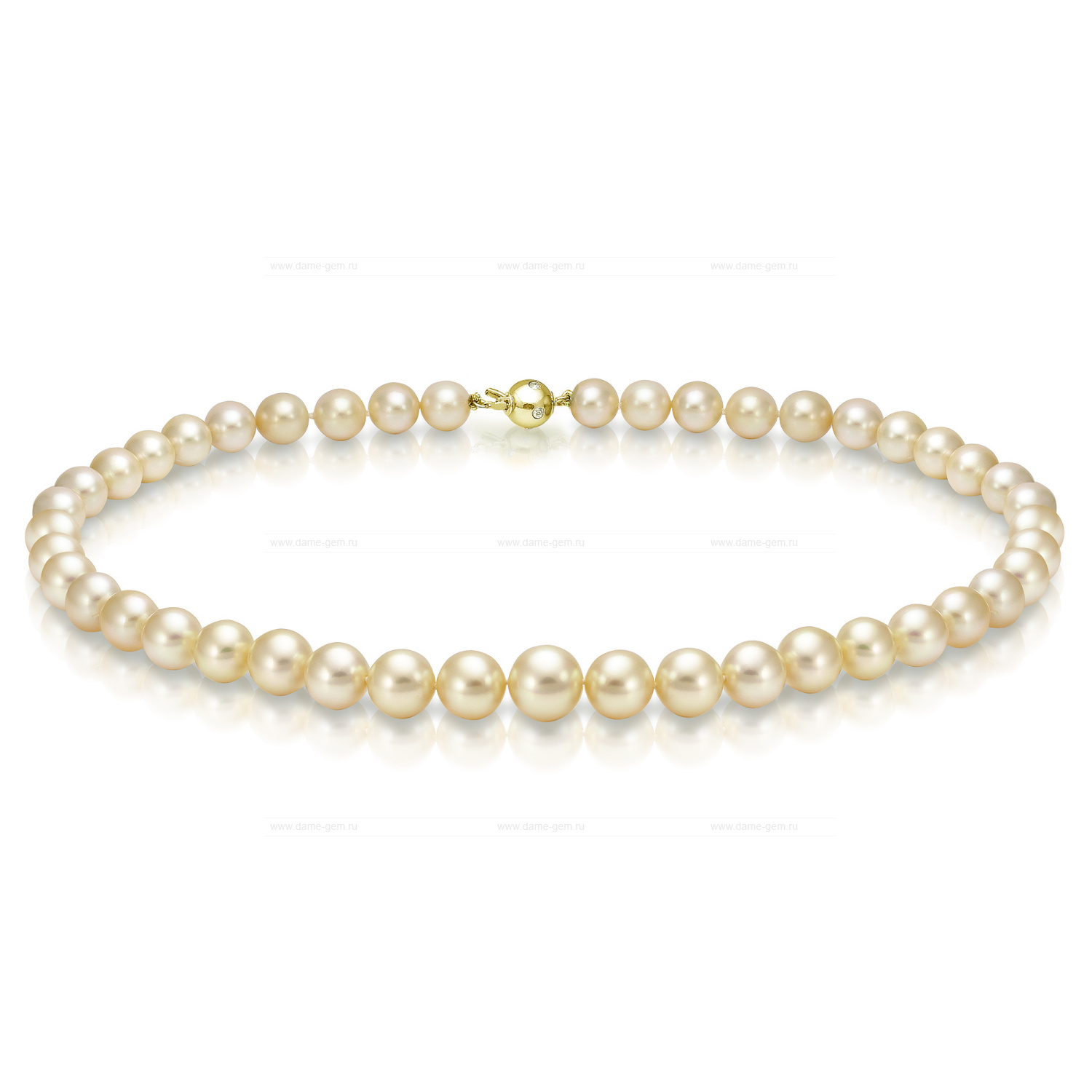 Ожерелье из золотистого морского Австралийского жемчуга 9,1-11,5 мм. Качество жемчуга высокое АА+. Артикул 9096