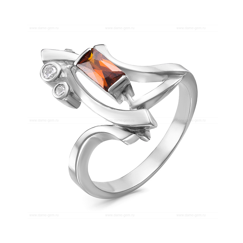 Кольцо из серебра 925 пробы, украшенное фианитами. Артикул 12527