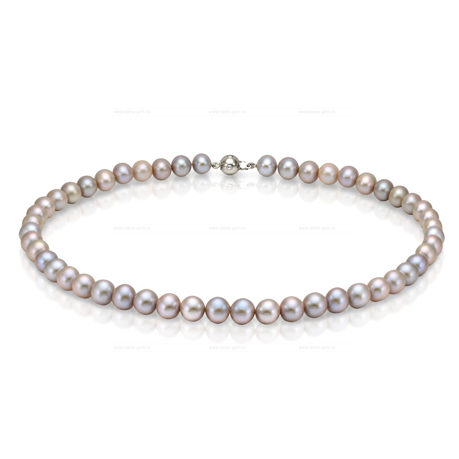 Ожерелье из серебристого круглого морского жемчуга 7,5-8 мм. Качество жемчуга наивысшее ААА. Артикул 10944