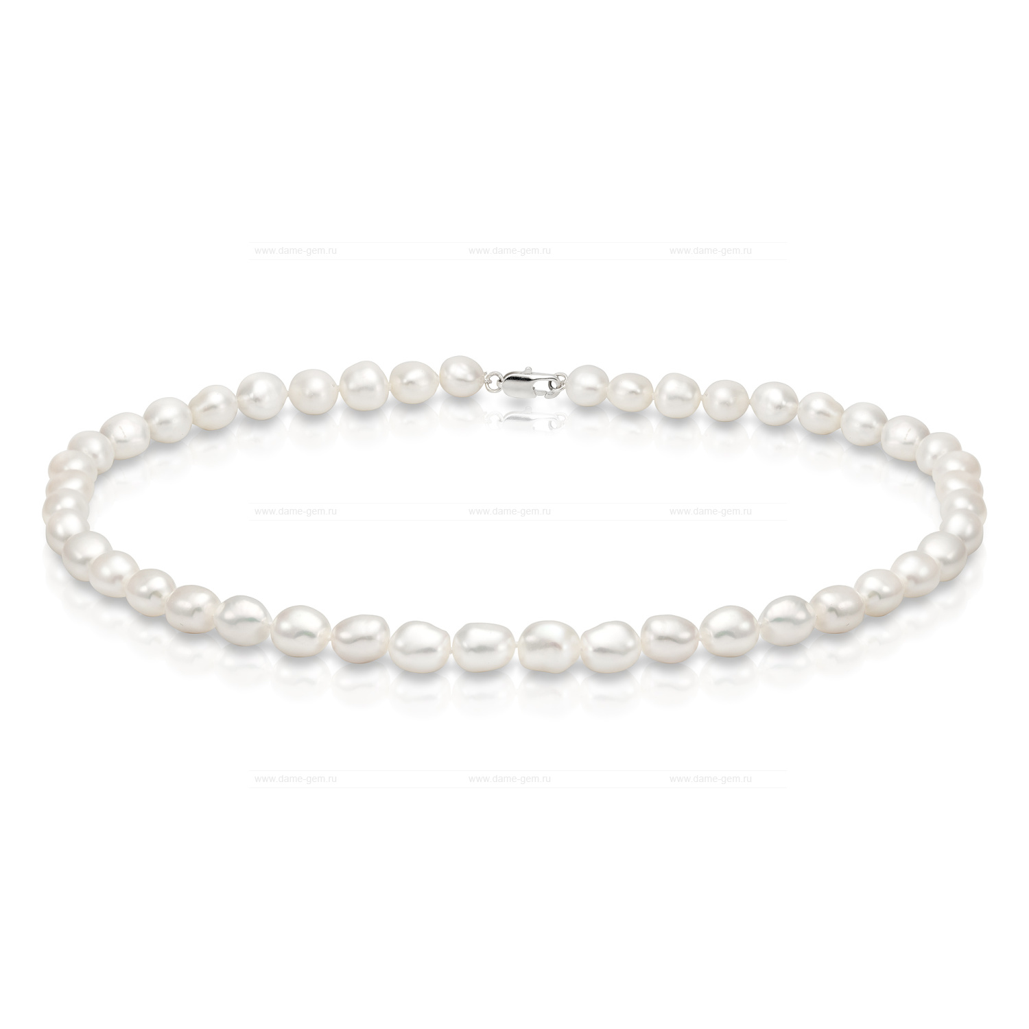 Ожерелье из белого барочного речного жемчуга 6,5-7 мм. Качество жемчуга наивысшее ААА. Артикул 11614 Ожерелье из белого барочного речного жемчуга 6,5-7 мм. Качество жемчуга наивысшее ААА. Артикул 11614