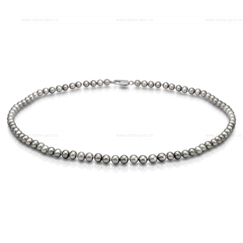 Ожерелье из серого круглого речного жемчуга 5,5-6 мм. Качество жемчуга наивысшее ААА. Артикул 9222
