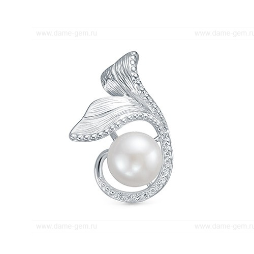 Кулон из серебра с белой жемчужиной 9,5-10 мм. Артикул 12617