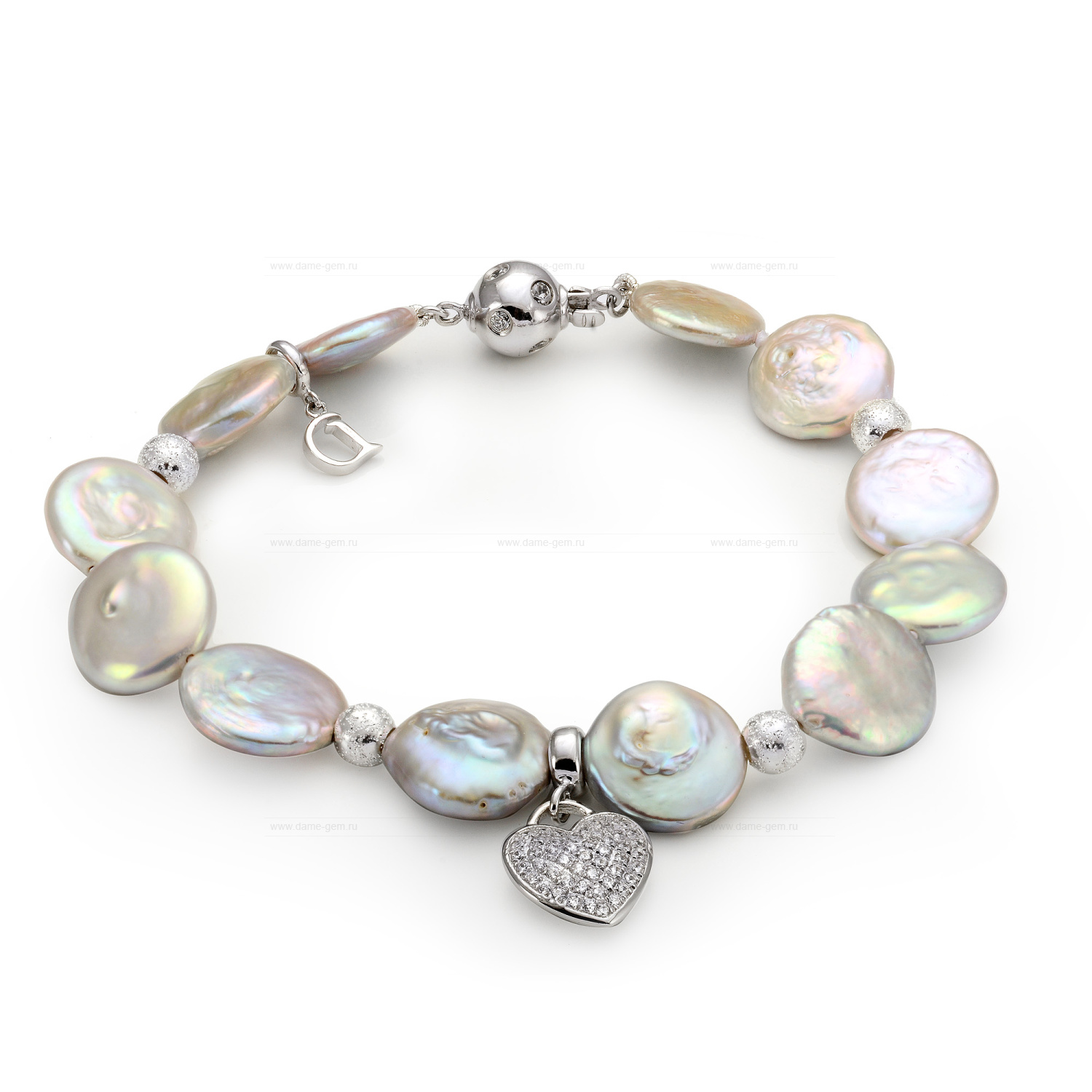 Браслет из серого жемчуга "барокко" 13 мм с подвеской "Сердце". Качество жемчуга наивысшее ААА. Артикул 12235 Браслет из серого жемчуга "барокко" 13 мм с подвеской "Сердце". Качество жемчуга наивысшее ААА. Артикул 12235
