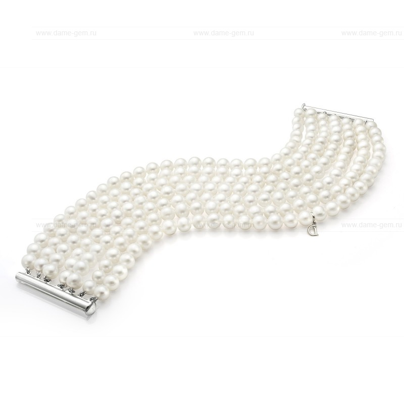 Браслет в 7 рядов из белого круглого речного жемчуга 7-7,5 мм. Качество жемчуга высокое АА+. Артикул 9647 Браслет в 7 рядов из белого круглого речного жемчуга 7-7,5 мм. Качество жемчуга высокое АА+. Артикул 9647