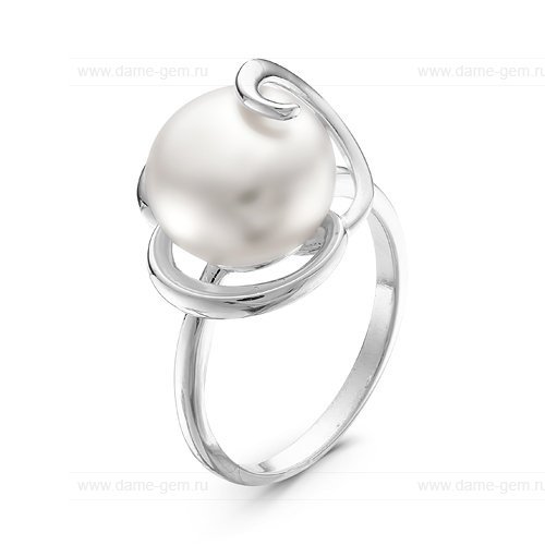 Кольцо из серебра 925 пробы с белой жемчужиной 9,5-10 мм. Артикул 10879 Кольцо из серебра 925 пробы с белой жемчужиной 9,5-10 мм. Артикул 10879