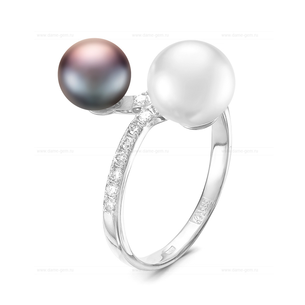 Кольцо из серебра 925 пробы с жемчужинами "микс" 6-8 мм. Артикул 11800