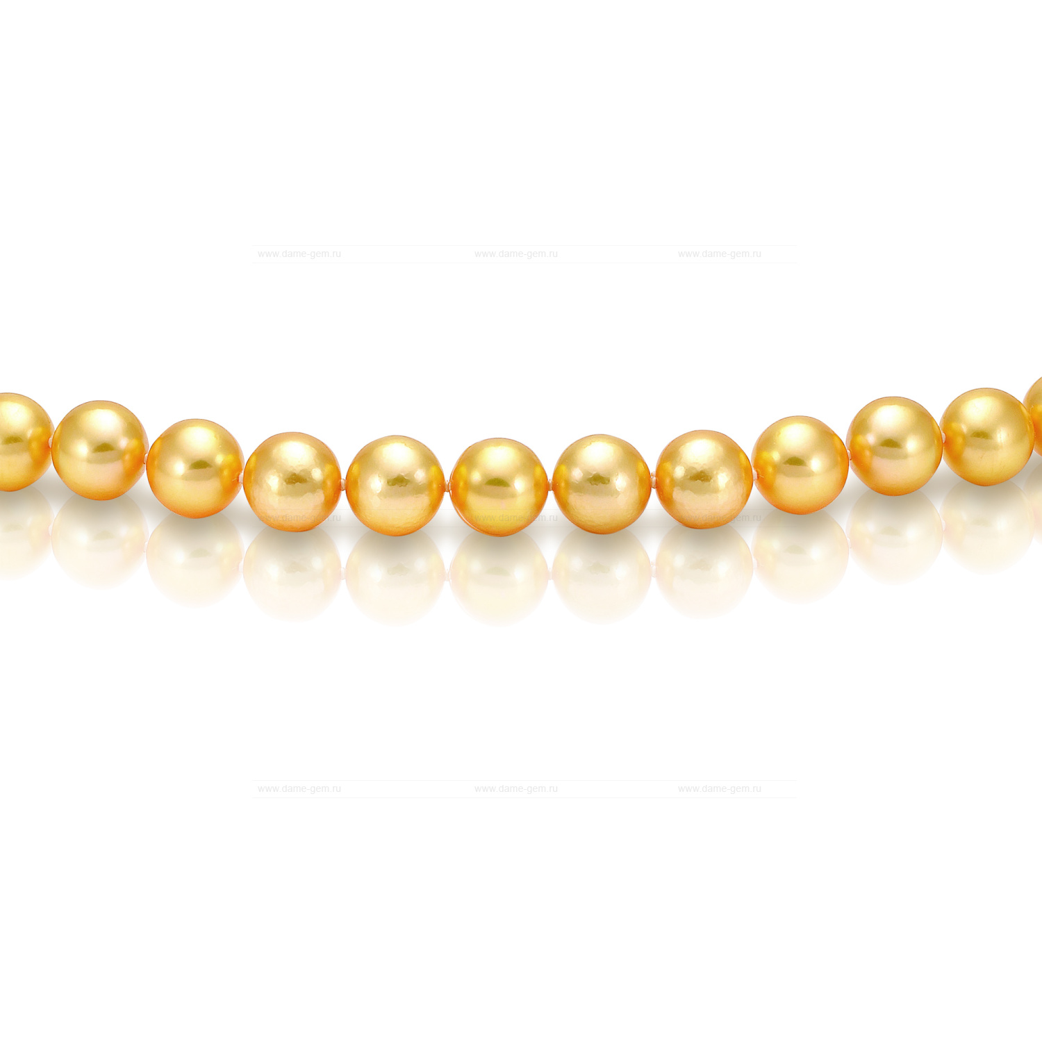 Ожерелье из золотистого морского жемчуга Акойя (Япония) 9-9,5 мм. Качество жемчуга наивысшее ААА. Артикул 10136