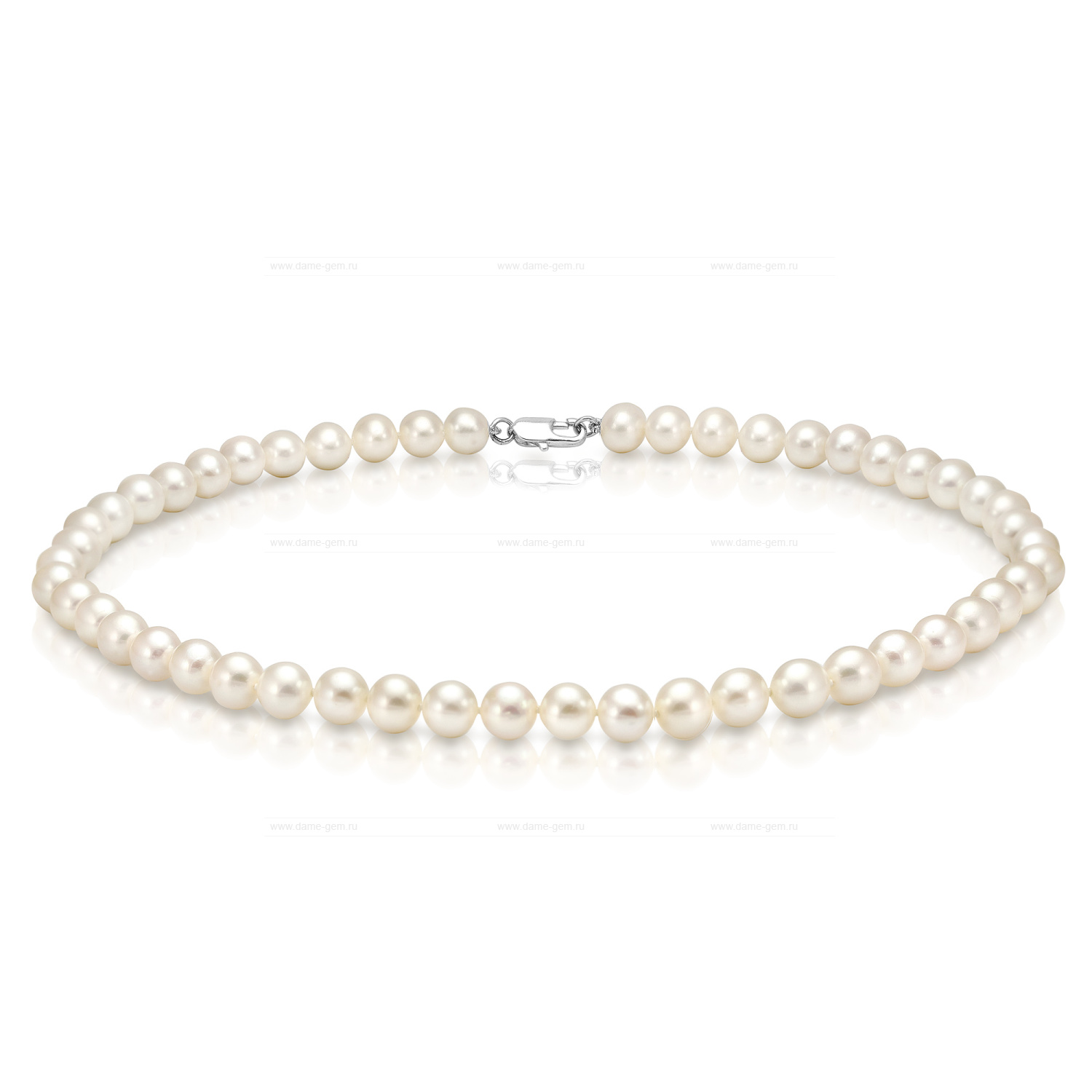Ожерелье из белого круглого речного жемчуга 7-7,5 мм. Качество жемчуга наивысшее ААА. Артикул 8668 Ожерелье из белого круглого речного жемчуга 7-7,5 мм. Качество жемчуга наивысшее ААА. Артикул 8668
