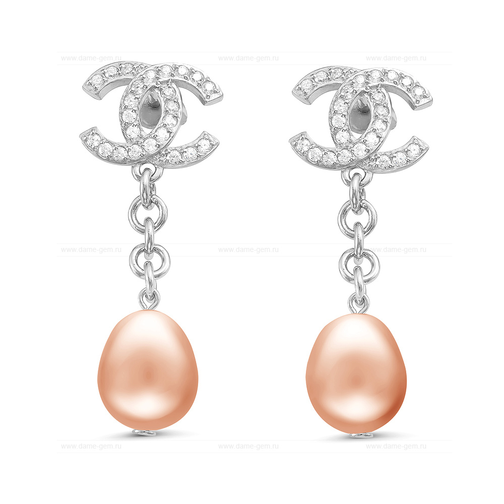 Серьги из серебра с розовыми жемчужинами 10-11 мм. Артикул 11506 Серьги из серебра с розовыми жемчужинами 10-11 мм. Артикул 11506