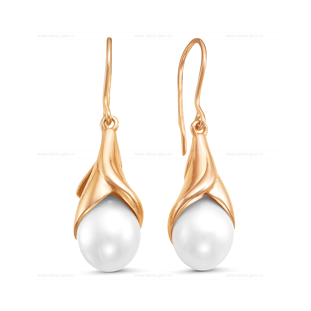 Серьги из серебра с белыми жемчужинами 11-12 мм. Артикул 11937