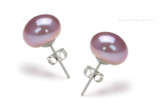 Пусеты из серебра с розовыми жемчужинами 9,5-10 мм. Артикул 7775