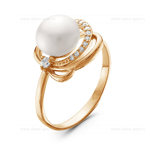 Кольцо из красного золота 585 пробы с белой жемчужиной 8,5-9 мм. Артикул 12037 Кольцо из красного золота 585 пробы с белой жемчужиной 8,5-9 мм. Артикул 12037