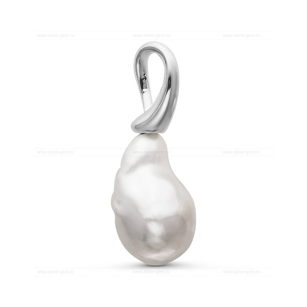 Кулон из белого золота с белой барочной жемчужиной 16-20 мм. Артикул 10586 Кулон из белого золота с белой барочной жемчужиной 16-20 мм. Артикул 10586