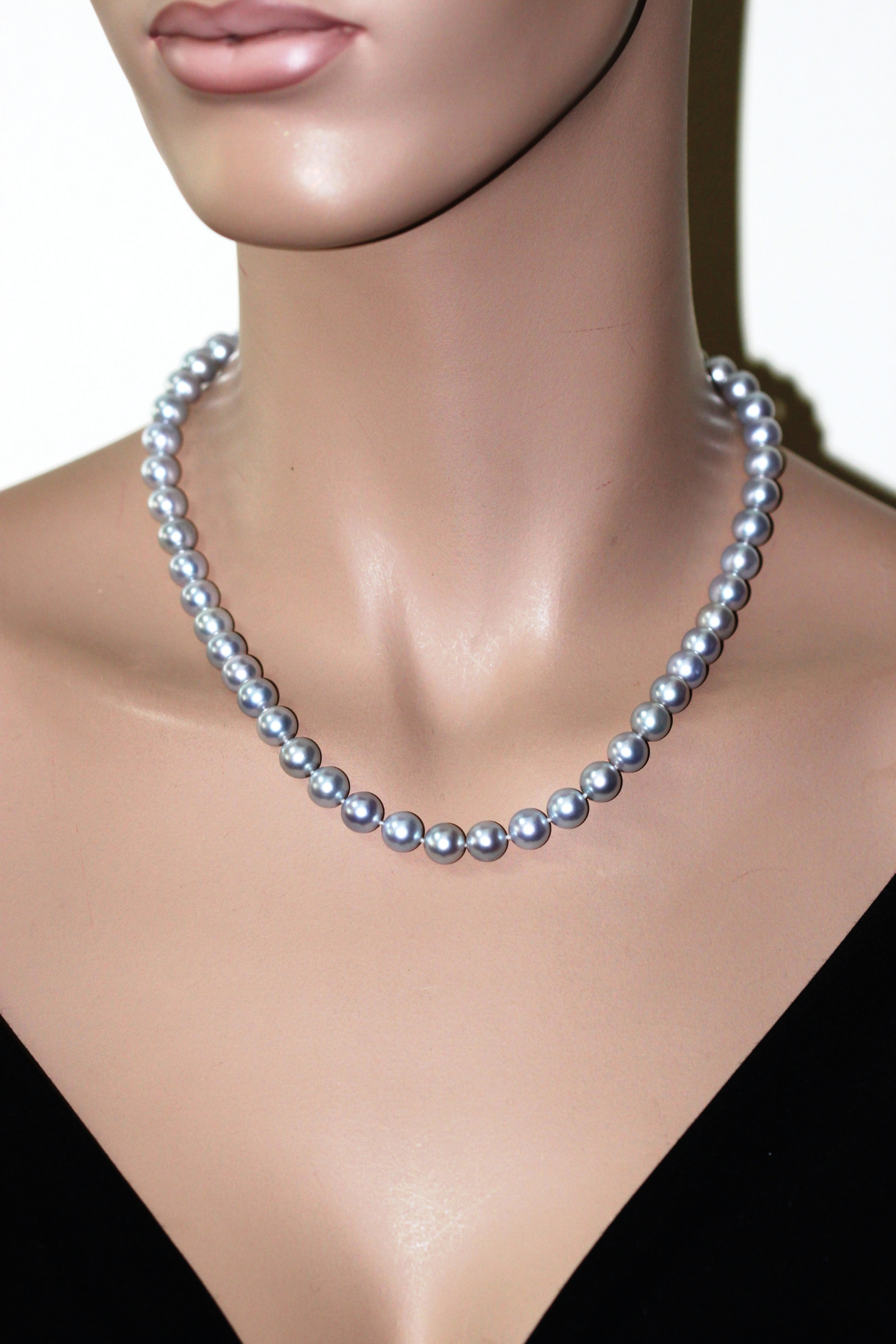 Ожерелье из серебристого жемчуга Акойя (Япония) 7,5-8 мм. Качество жемчуга наивысшее ААА. Артикул 7618