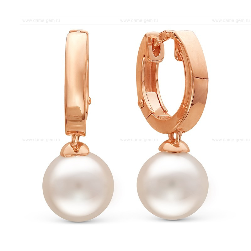 Серьги из серебра с белыми жемчужинами 8-8,5 мм. Артикул 10225