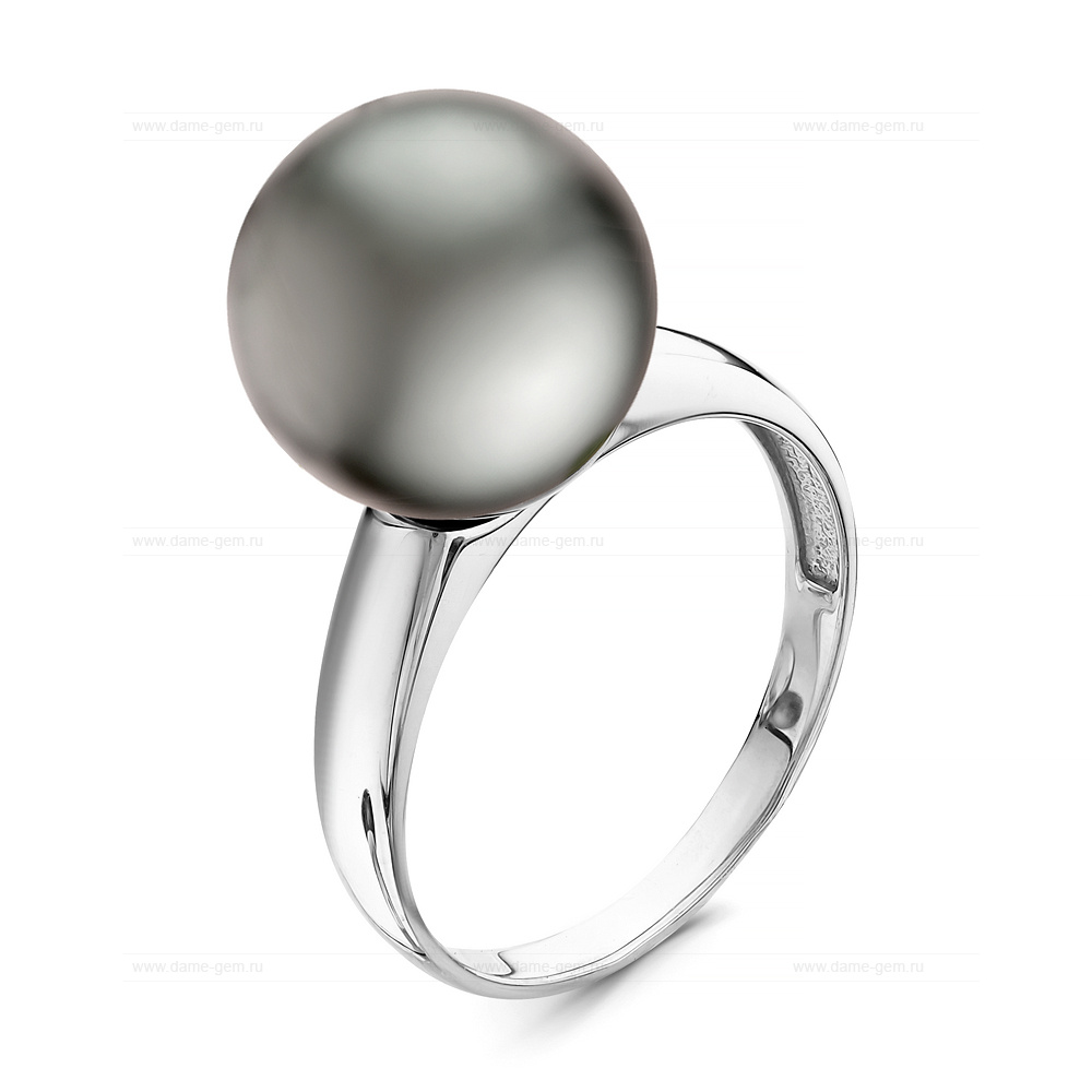 Кольцо из золота 585 пробы с черной Таитянской жемчужиной 12-12,5 мм. Артикул 11473