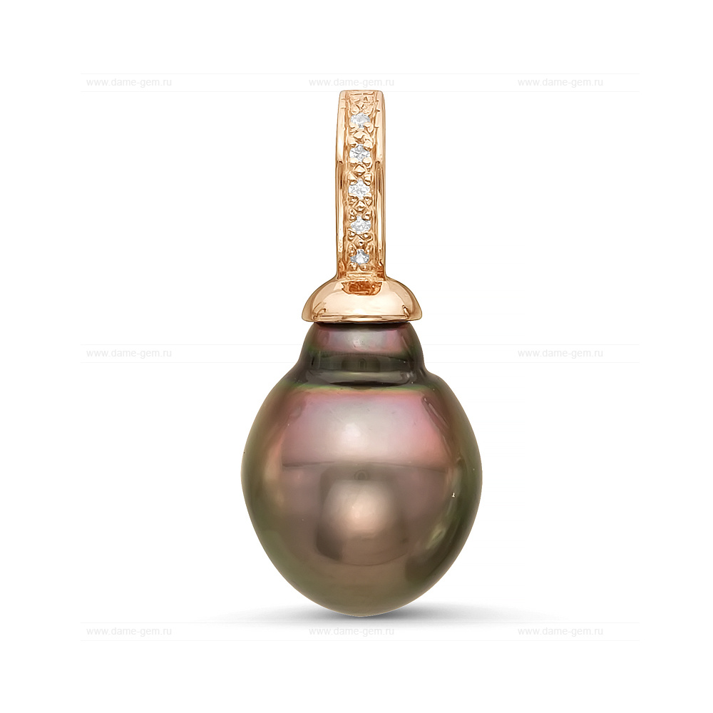 Кулон из серебра с черной Таитянской жемчужиной 11,6-11,9 мм. Артикул 11329