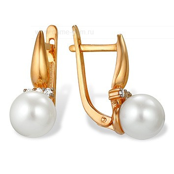 Серьги из серебра с белыми жемчужинами 7-7,5 мм. Артикул 10084