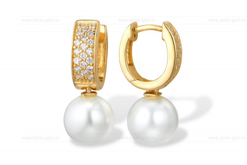 Серьги из серебра с белыми жемчужинами 8,5-9 мм. Артикул 9618 Серьги из серебра с белыми жемчужинами 8,5-9 мм. Артикул 9618