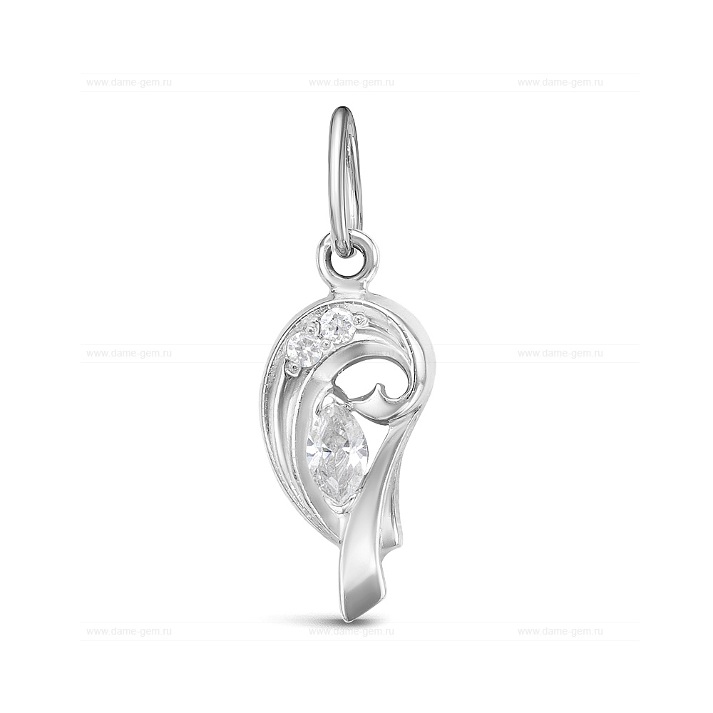 Кулон из серебра 925 пробы, украшенный фианитами. Артикул 12521
