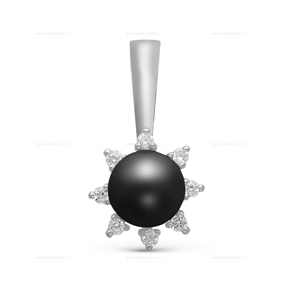 Подвеска из серебра с черной жемчужиной 7-7,5 мм. Артикул 10645