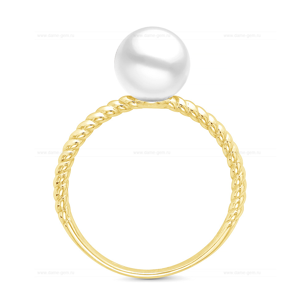 Кольцо из серебра 925 пробы с белой жемчужиной 7,5-8 мм. Артикул 12278