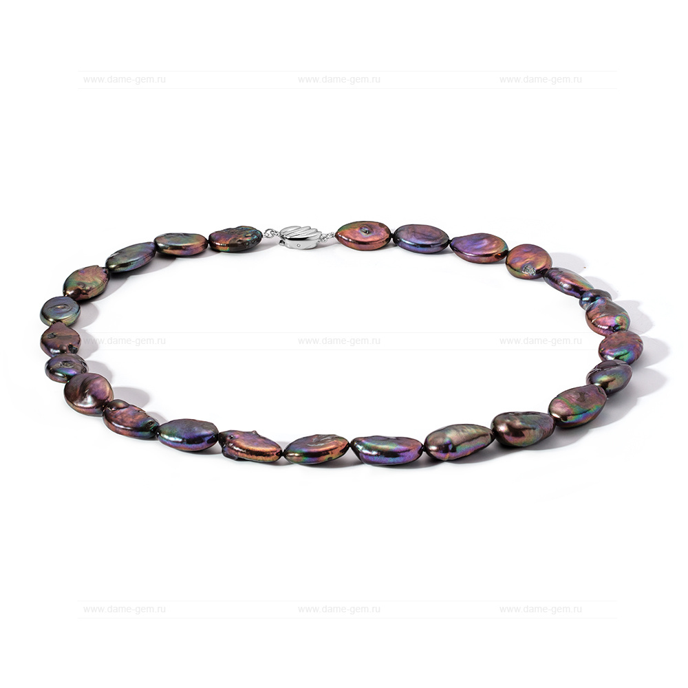 Ожерелье из черного барочного речного жемчуга 11-12 мм. Качество жемчуга наивысшее ААА. Артикул 10608