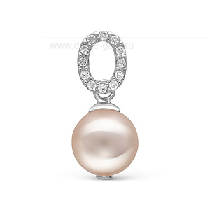 Кулон из серебра с белой речной жемчужиной 8-9 мм. Артикул 11012